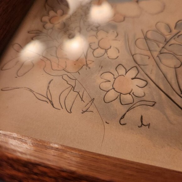 1971 M. Hartnett Framed Lithograph Art Print Girl In Dress With Flowers - Picture 7 of 11